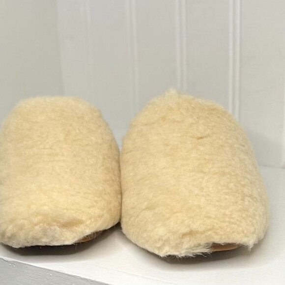 LUCKY BRAND' COLLIEY WOOL SHEARLING Casual slide Slippers  Size 7 in Ivory Tusk - Picture 1 of 7